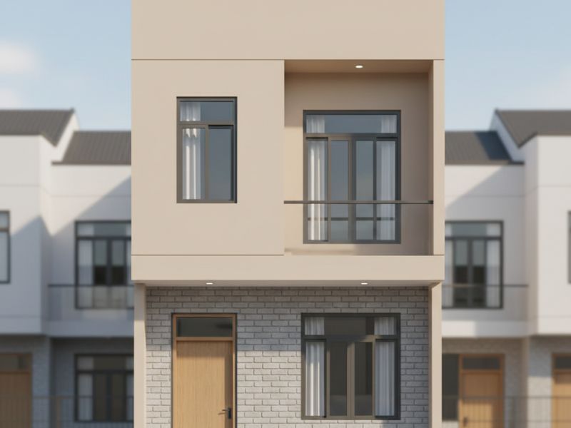 Phối màu sơn mặt tiền nhà ống 2 tầng