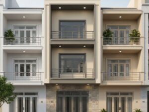 Phối màu sơn mặt tiền nhà ống 3 tầng