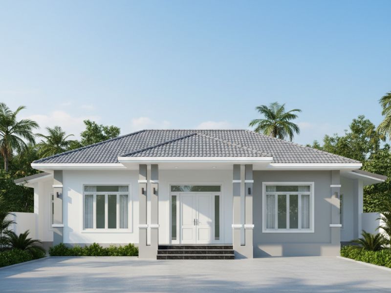 phối màu sơn nhà cấp 4 mái Nhật