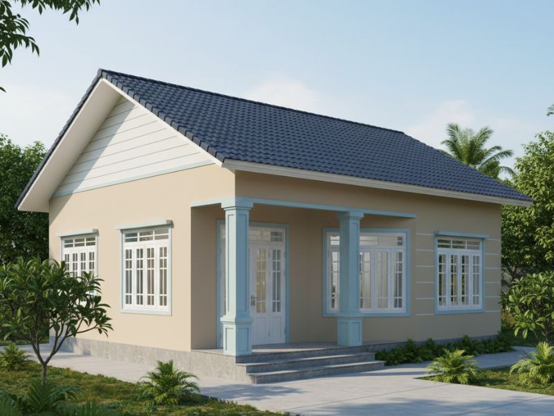 phối màu sơn nhà cấp 4 mái Nhật