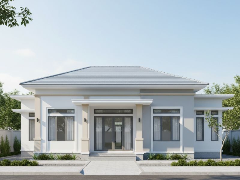 phối màu sơn nhà cấp 4 mái Nhật