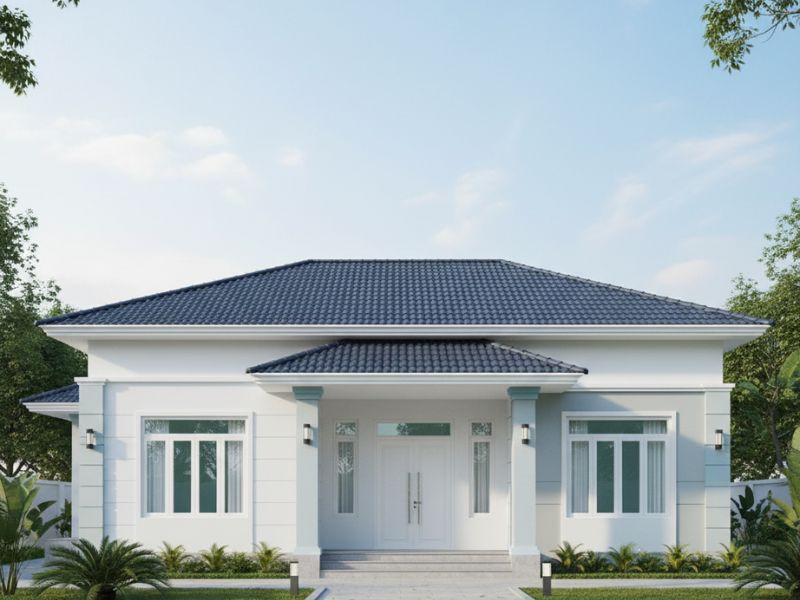 phối màu sơn nhà cấp 4 mái Nhật