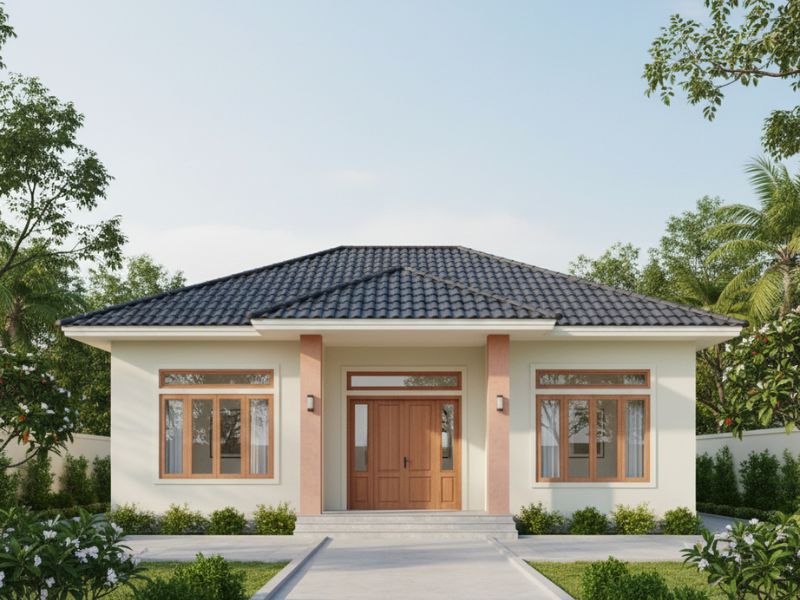 phối màu sơn nhà cấp 4 mái Nhật