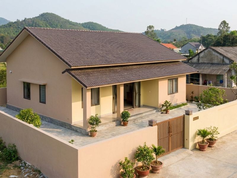 phối màu sơn nhà cấp 4 mái Nhật