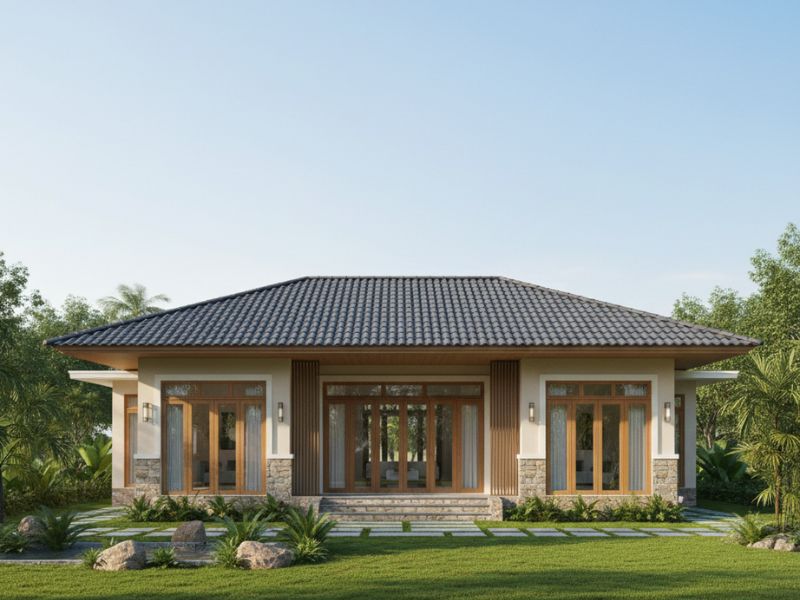 phối màu sơn nhà cấp 4 mái Nhật