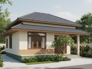 phối màu sơn nhà cấp 4 mái Nhật