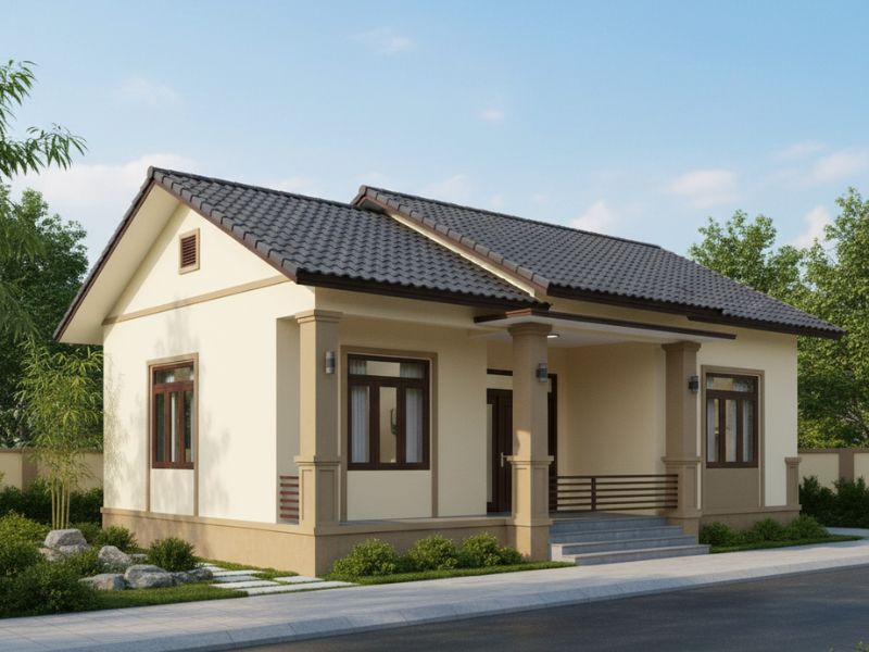 phối màu sơn nhà cấp 4 mái Nhật