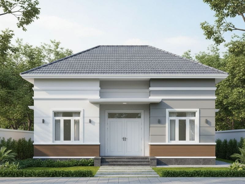 phối màu sơn nhà cấp 4 mái Nhật