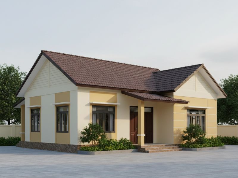 phối màu sơn nhà cấp 4 mái Nhật