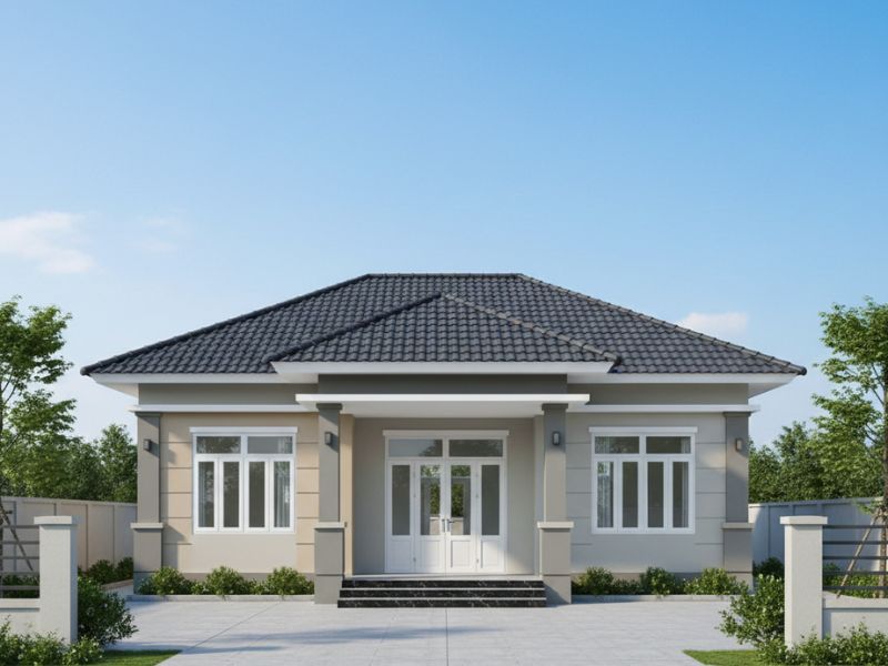 phối màu sơn nhà cấp 4 mái Nhật