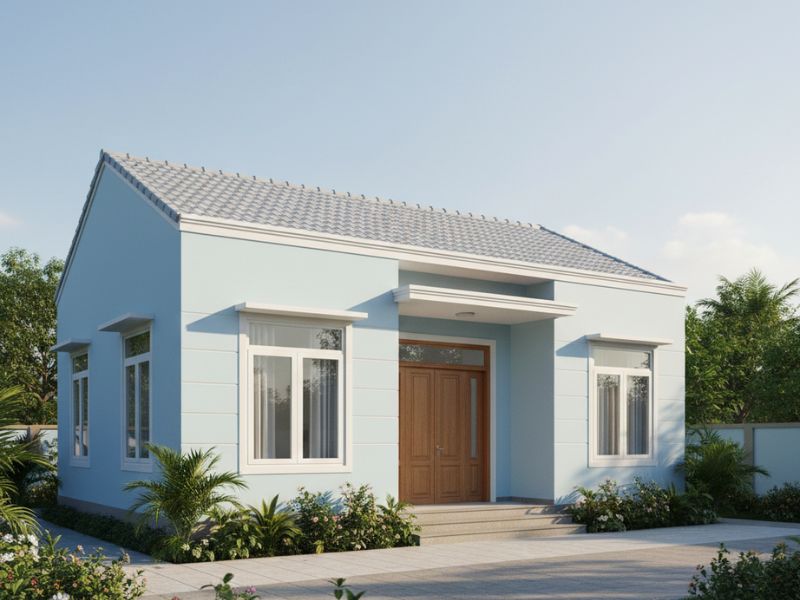 Các mẫu nhà sơn màu xanh đẹp