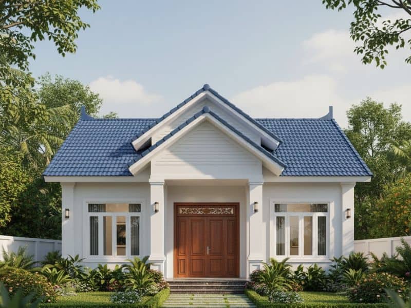 Các mẫu nhà sơn màu xanh đẹp