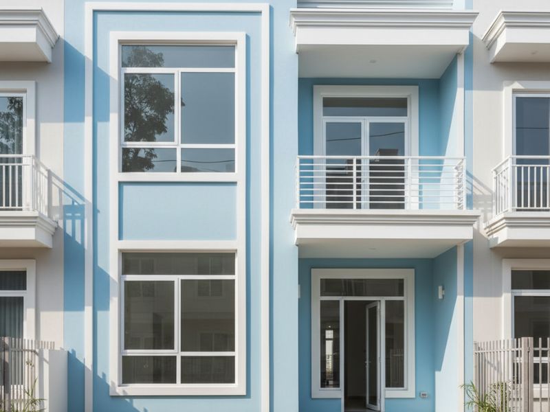 Các mẫu nhà sơn màu xanh đẹp