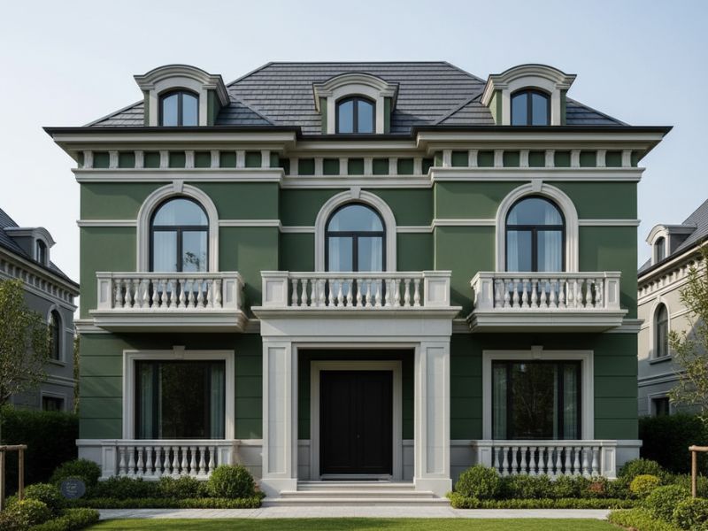 Các mẫu nhà sơn màu xanh đẹp