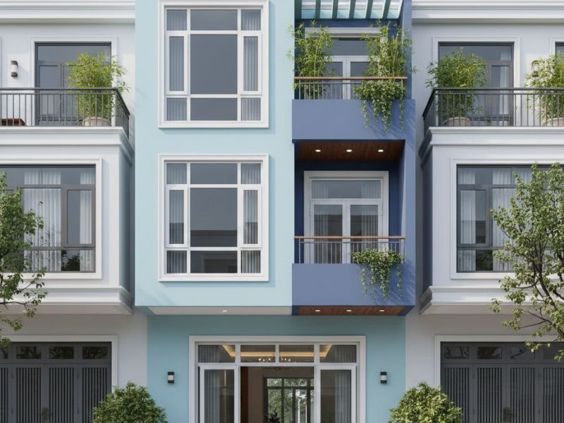 Các mẫu nhà sơn màu xanh đẹp