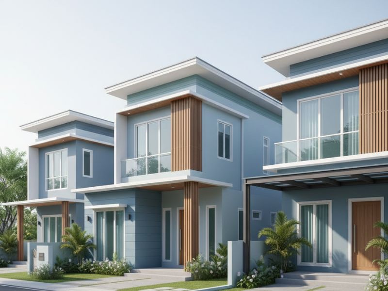 Các mẫu nhà sơn màu xanh đẹp