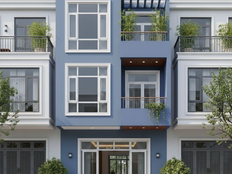 Các mẫu nhà sơn màu xanh đẹp