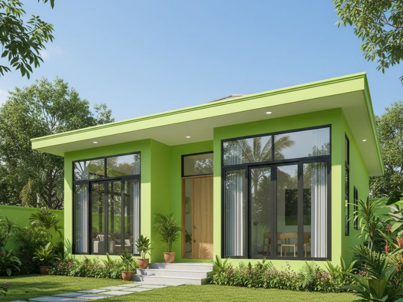 Các mẫu nhà sơn màu xanh đẹp