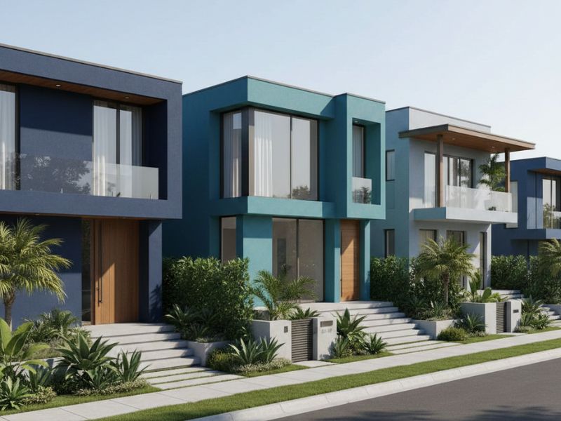 Các mẫu nhà sơn màu xanh đẹp