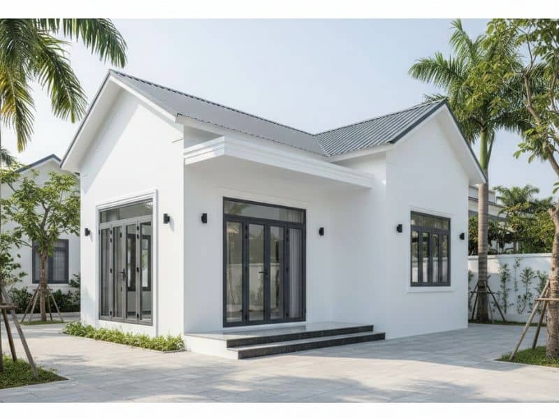 Nhà cấp 4 sơn màu trắng sứ