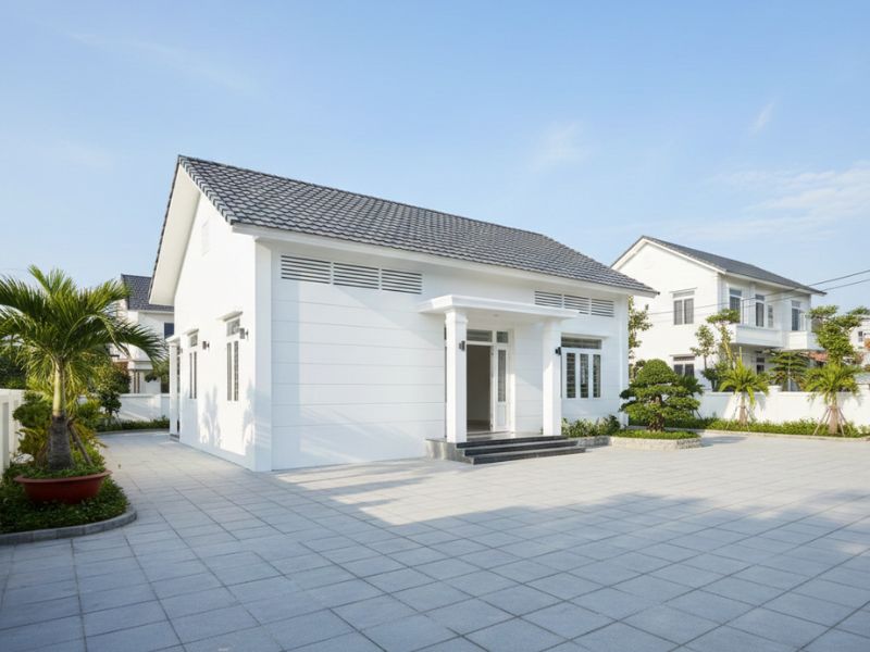 Nhà cấp 4 sơn màu trắng sứ