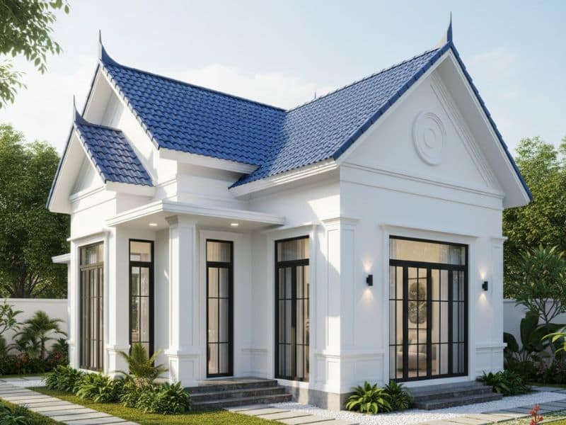 Nhà cấp 4 sơn màu trắng sứ