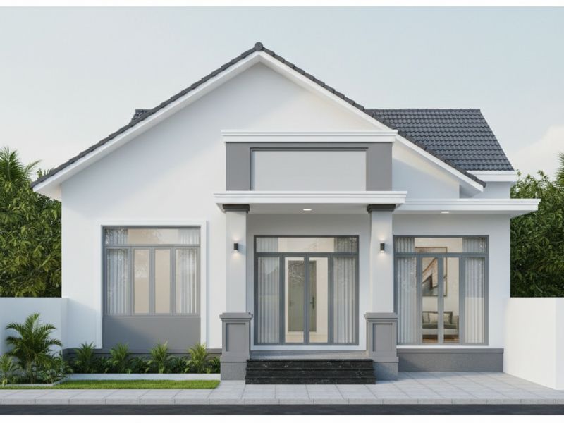 Nhà cấp 4 sơn màu trắng sứ