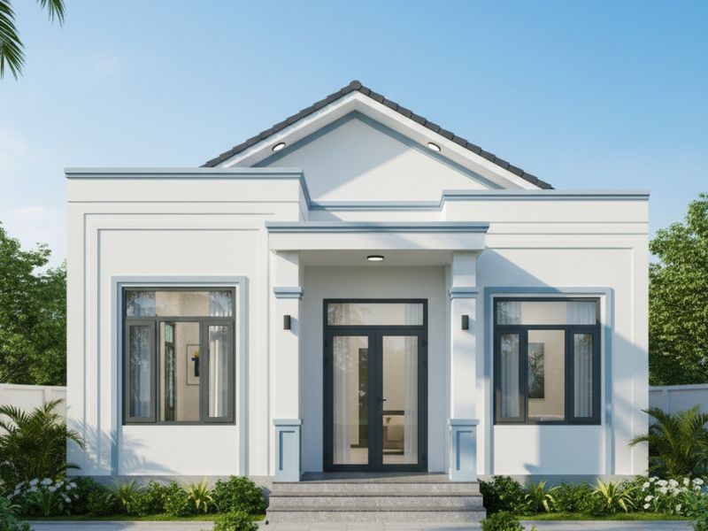 Nhà cấp 4 sơn màu trắng sứ