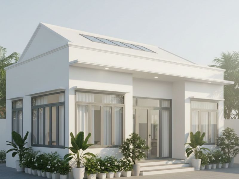 Nhà cấp 4 sơn màu trắng sứ