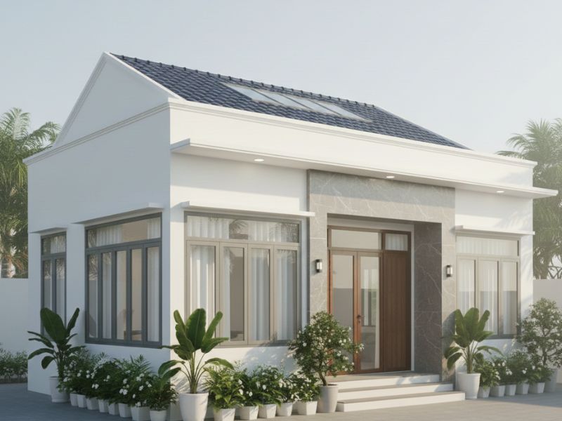 Nhà cấp 4 sơn màu trắng sứ