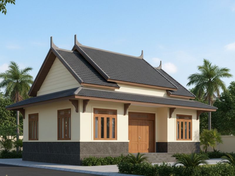 Phối màu sơn nhà cấp 4 mái Thái