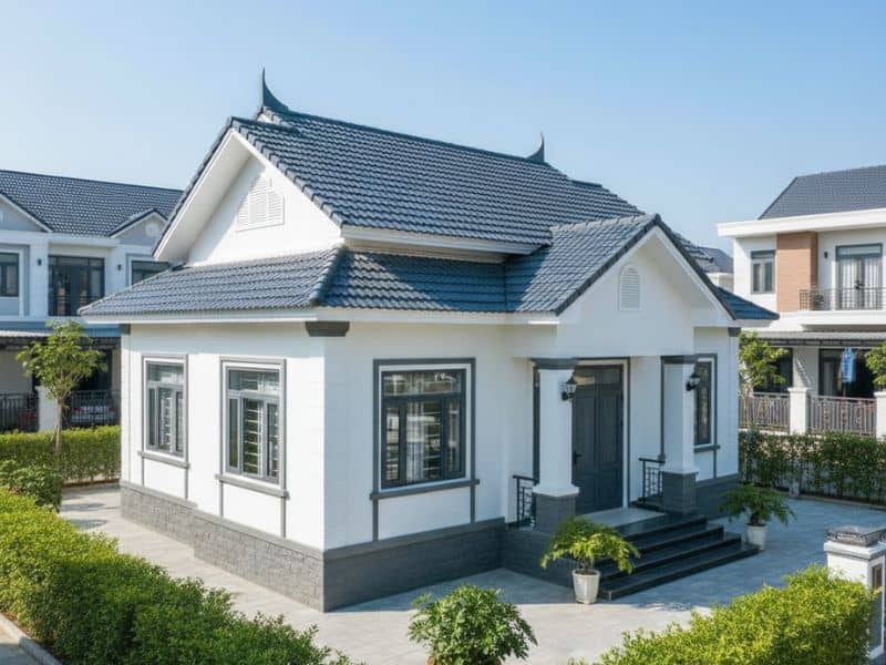 Phối màu sơn nhà cấp 4 mái Thái