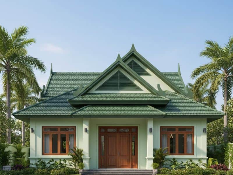 Phối màu sơn nhà cấp 4 mái Thái