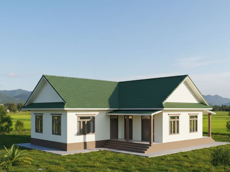 Phối màu sơn nhà cấp 4 mái Thái