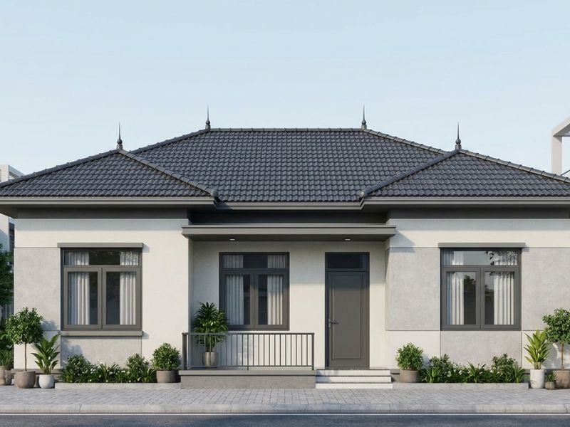 Phối màu sơn nhà cấp 4 mái Thái