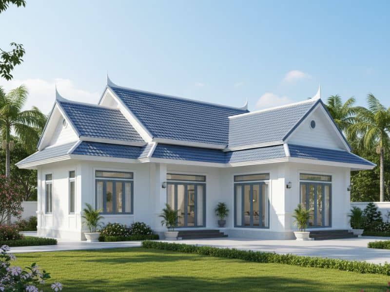 Phối màu sơn nhà cấp 4 mái Thái