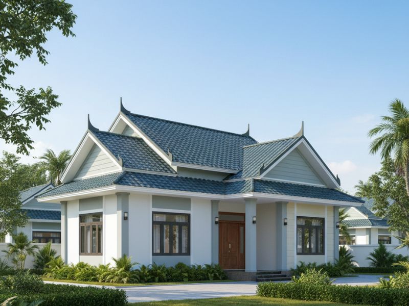 Phối màu sơn nhà cấp 4 mái Thái