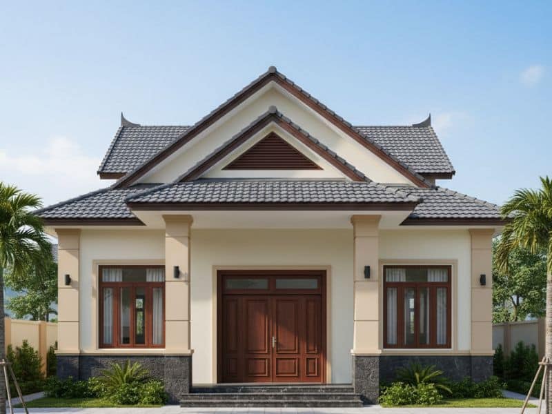 Phối màu sơn nhà cấp 4 mái Thái