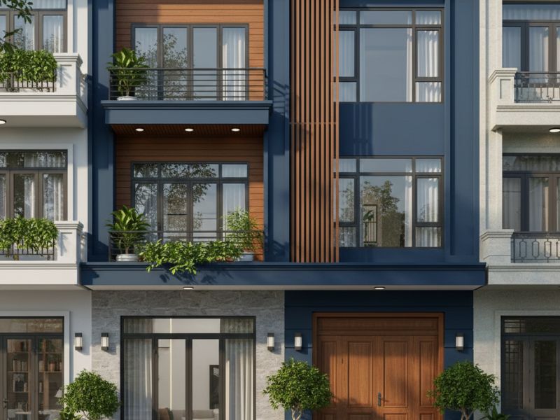 Sơn mặt tiền nhà màu xanh dương