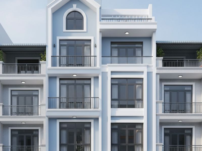 Sơn mặt tiền nhà màu xanh dương