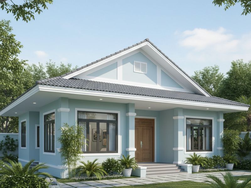 Sơn mặt tiền nhà màu xanh dương