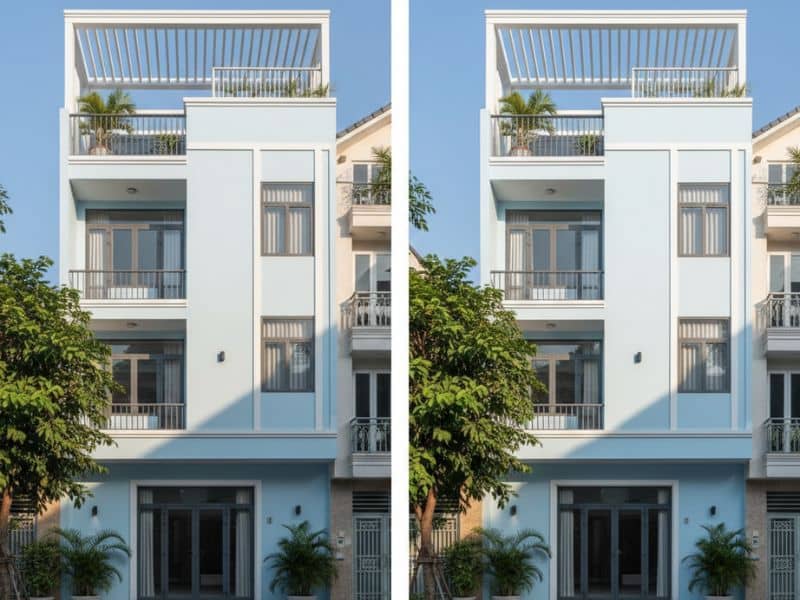 Sơn mặt tiền nhà màu xanh dương