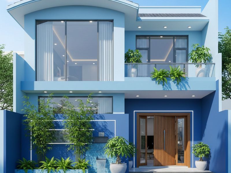 Sơn mặt tiền nhà màu xanh dương