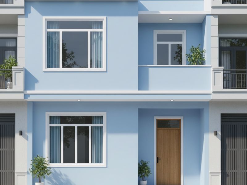 Sơn mặt tiền nhà màu xanh dương