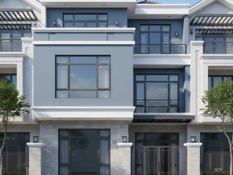 Sơn mặt tiền nhà màu xanh dương