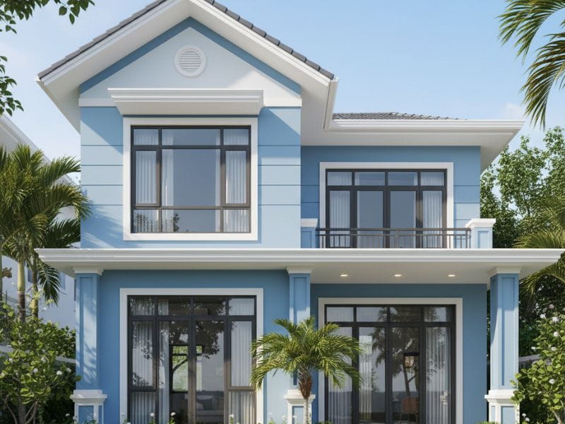 Sơn mặt tiền nhà màu xanh dương
