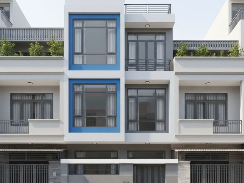 Sơn mặt tiền nhà màu xanh dương