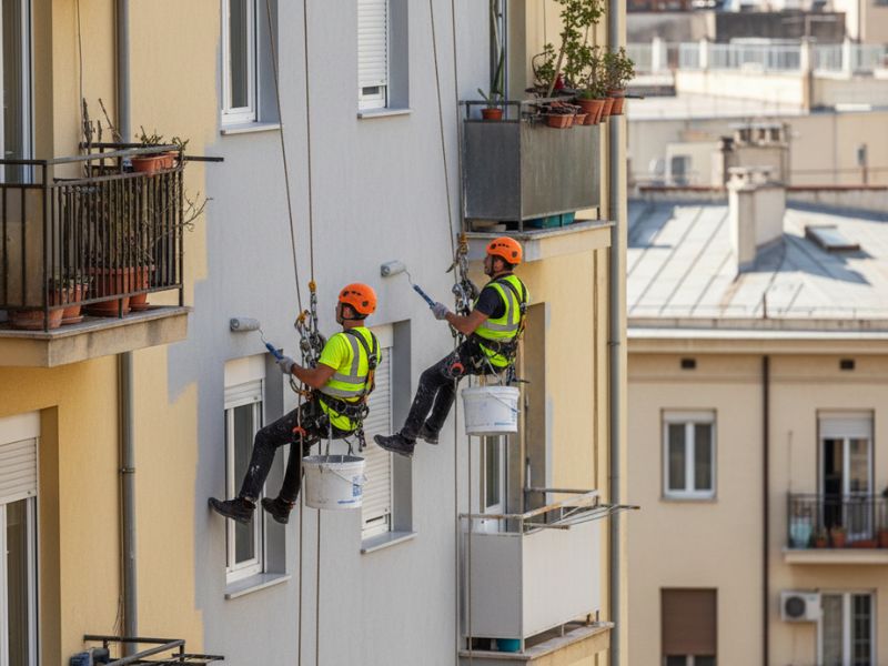 biện pháp thi công đu dây sơn ngoài nhà cao tầng