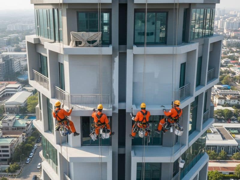 biện pháp thi công đu dây sơn ngoài nhà cao tầng