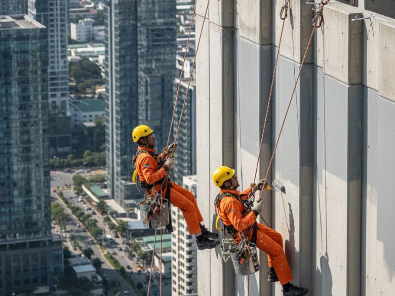 biện pháp thi công đu dây sơn ngoài nhà cao tầng